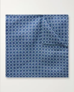 Printed Silk-Twill Pocket Square Blue