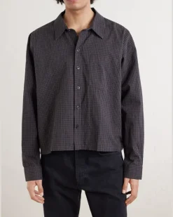 Priority Checked Cotton and Linen-Blend Shirt Gray