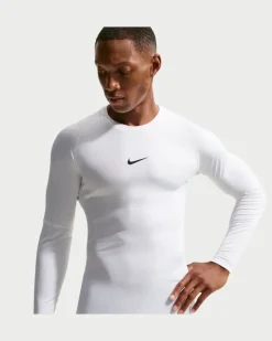 Pro Men's Dri-FIT Dri-FIT Fitness-Longsleeve mit enger Passform für Herren - Weiß