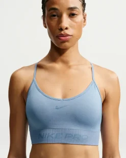 Pro Seamless Sport-BH mit Polster und leichtem Halt - Blau