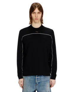 Pullover aus Seidenmischung mit Paspelierung - Strickwaren - Herren - Schwarz