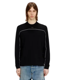 Pullover aus Seidenmischung mit Paspelierung - Strickwaren - Herren - Schwarz