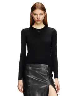 Pullover aus Wolle mit Cut-out-Logo - Strickwaren - Damen - Schwarz