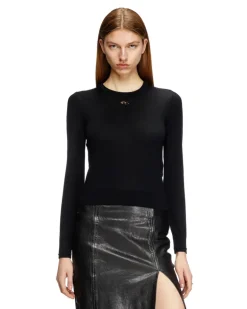 Pullover aus Wolle mit Cut-out-Logo - Strickwaren - Damen - Schwarz