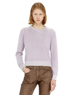 Pullover mit verblasstem Rückendruck - Strickwaren - Damen - Violett