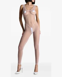 Pure Tentation Mesh-Catsuit - Weiß