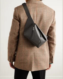 Puzzle Edge Small Leather Belt Bag puzzle Gray