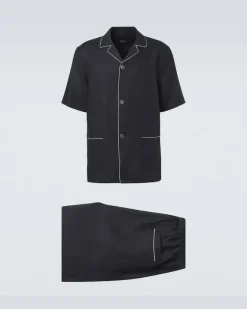 Pyjama aus Leinen Blau
