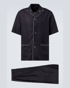 Pyjama aus Leinen Blau