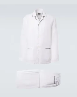 Pyjama aus Leinen Weiß