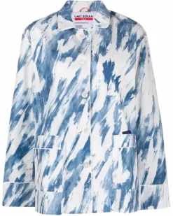 Pyjama-Hemd mit grafischem Print - Blau