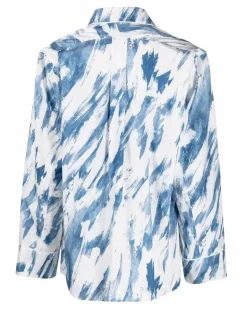 Pyjama-Hemd mit grafischem Print - Blau