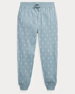 Pyjamahose aus Baumwolljersey mit Pony Blue