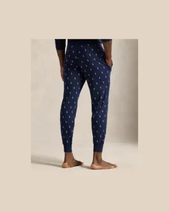 Pyjamahose aus Baumwolljersey mit Pony Blue