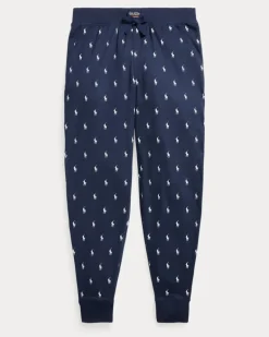 Pyjamahose aus Baumwolljersey mit Pony Blue