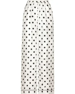 Pyjama-Hose aus Seide mit Polka Dots - Weiß