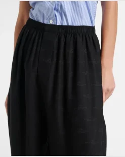 Pyjamahose aus Seide Schwarz