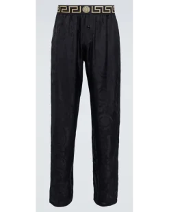 Pyjama-Hose Barocco aus Seiden-Twill Schwarz