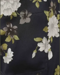 Pyjama-Hose mit Blumen-Print - Schwarz