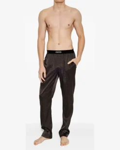 Pyjama-Hose mit Polka Dots - Braun