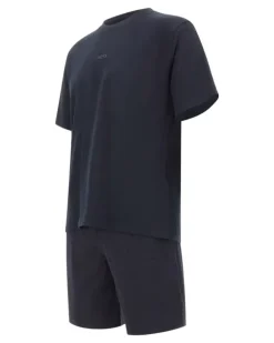 Pyjama mit Monogramm-Print - Blau