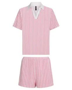 Pyjama mit Signature Stripe-Print - Rosa
