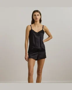 Pyjama mit Spitze und Trägertop Black