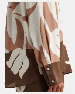 Pyjama-Oberteil aus Seidensatin Multicolor