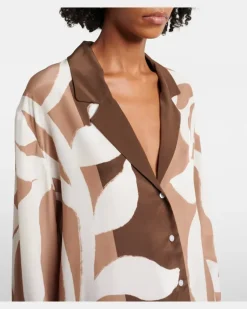 Pyjama-Oberteil aus Seidensatin Multicolor