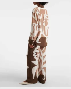 Pyjama-Oberteil aus Seidensatin Multicolor