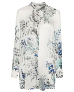Pyjamaoberteil mit Blumen-Print - Grau