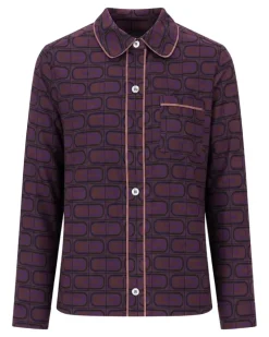 Pyjama-Oberteil mit geometrischem Print - Violett