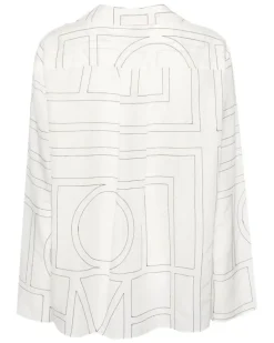 Pyjama-Oberteil mit Monogramm - Weiß