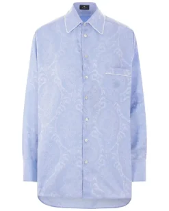 Pyjama-Oberteil mit Paisley-Print - Blau