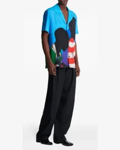 Pyjama-Oberteil mit Prince Gyasi-Print - Blau