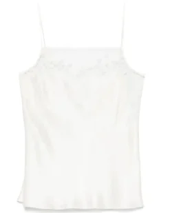 Pyjamaoberteil mit Spitze - Weiß