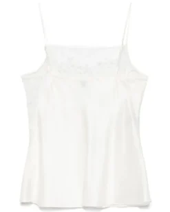 Pyjamaoberteil mit Spitze - Weiß