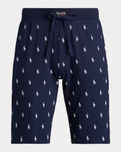 Pyjamashorts aus Baumwolljersey mit Pony Blue