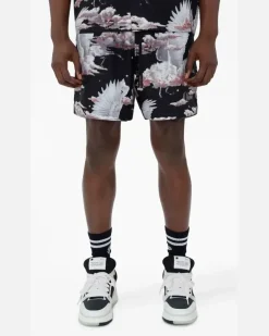 Pyjama-Shorts mit grafischem Print - Schwarz