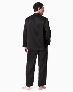 Pyjiama aus Seide mit Monogramm Schwarz
