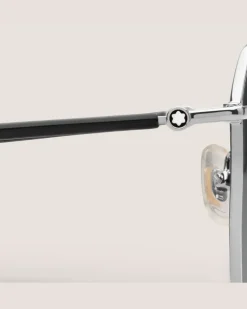 Quadratische Sonnenbrille mit silberfarbenem Metallrahmen - - Metall - MB134463 - Sonnenbrillen