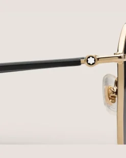 Quadratische Sonnenbrille mit goldfarbenem Metallrahmen - - Metall - MB134414 - Sonnenbrillen