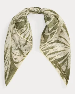 Quadratisches Seidentuch mit Palmwedeln Green