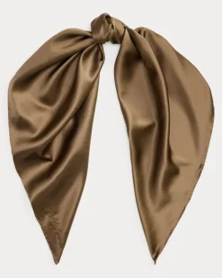 Quadratisches Tuch aus Seidencharmeuse Brown