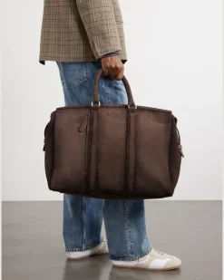 Quentin 009 Suede Weekend Bag Brown