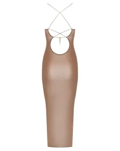 Rückenfreies French Kiss Light Midikleid - Braun
