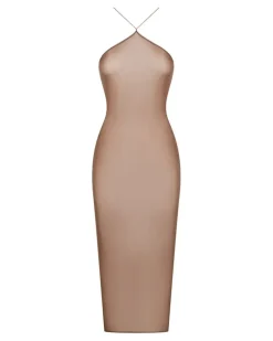Rückenfreies French Kiss Light Midikleid - Braun