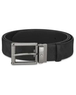 Rechteckiger Gürtel mm aus Extreme Leder - Schwarz - Leder - MB130586 - Gürtel