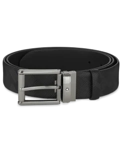 Rechteckiger Gürtel mm aus Extreme Leder - Schwarz - Leder - MB130586 - Gürtel