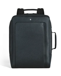 Rechteckiger Montblanc Companion Rucksack - Tweed-Blau - Leder - MB222875 - Rucksäcke